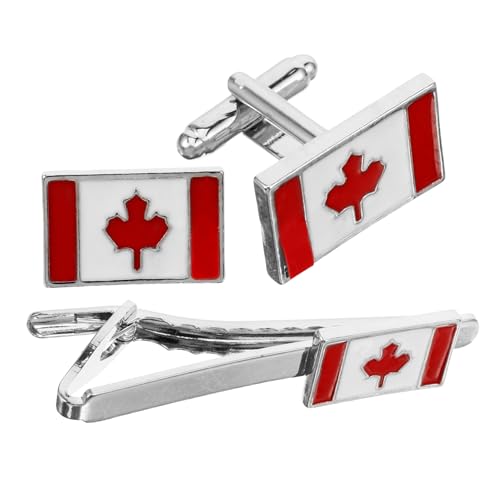 Hemobllo Manschettenknöpfe und Krawattenklammer Set aus Robustem Metall Dekoratives Flaggenmuster Stilvolle Herren Accessoires für Anzug Business und Festliche Anlässe für Männer von Hemobllo