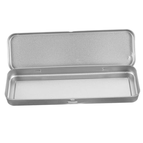 Hemobllo Metall Federmäppchen Eckig aus Hochwertigem Einlagige Stiftebox für Schüler Langlebige Blechdose mit Großem Stauraum für Stifte Radiergummi und Schreibwaren Silberfarben von Hemobllo