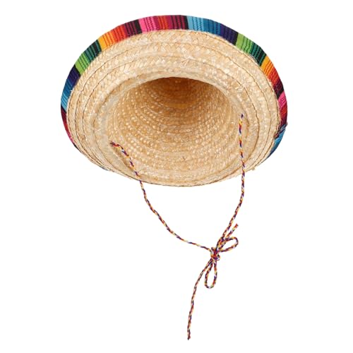 Hemobllo Mexikanischer Sombrero Hut für Durchmesser Bunter Strohhut für Fiesta Karneval Mexikanische Mottoparty Kostümzubehör Performance Requisite von Hemobllo