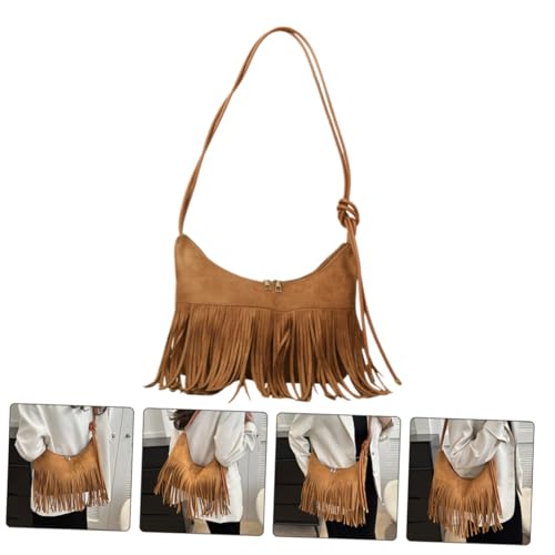 Hemobllo Modebewusste Damen Schultertasche mit Quasten Leichte Unterarmtasche Moderate Kapazität für Handy Kosmetik Geldbörse Vielseitig Tragbar für Reisen Shopping und Alltag Braun Hemobllo Modebewusste Damen Schultertasche mit Quasten Leichte Unterarmtasche Moderate Kapazität für Handy Kosmetik Geldbörse Vielseitig Tragbar für Reisen Shopping und Alltag Braun von Hemobllo