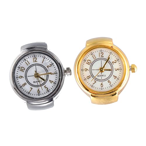 Hemobllo Modische Uhren Für Damen Und Herren 2 Stück Uhren Aus Legierung Runde Fingeruhr Schmuckuhr Für Besondere Anlässe von Hemobllo