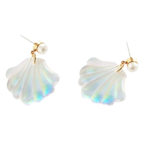 Hemobllo Muschel Perlen Ohrstecker Damen Ohrschmuck Langlebig Legierung Verarbeitung Minimalistisches Design Elegant für Alltag und Party Geeignet von Hemobllo