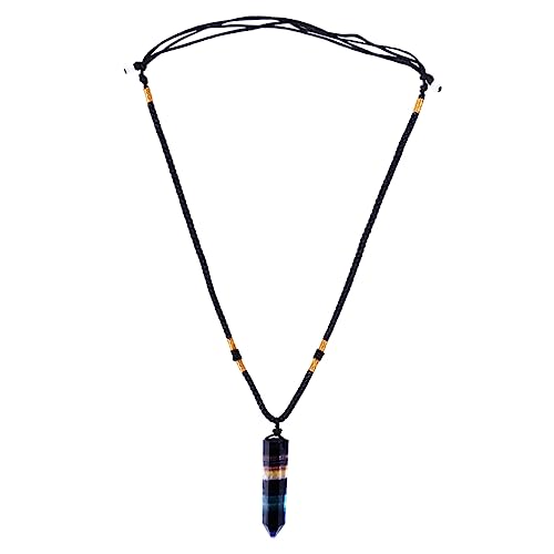 Hemobllo Natürliche Bunte Fluorit Halskette Verstellbar Sechseckiger Anhänger Pulloverkette für Damen Mädchen Leicht und Langlebig Schmuck für Alltag und Party von Hemobllo
