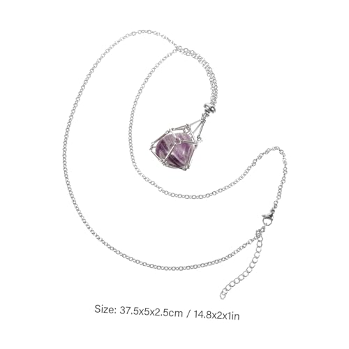 Hemobllo Natürliche Kristallanhänger Halskette mit Verstellbarem Metallnetz Steinhalter Dekorativer Schmuck für Damen und Herren Einzigartiges Design Robustes Material für Bergkristall und von Hemobllo