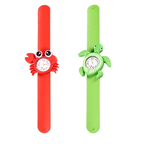 Hemobllo Slap on Uhren, 2 Stück Niedliche Cartoon Kinder Slap Uhren Mit Silikonbändern Armbanduhren für Kinder Jungen Mädchen, Zufällige Armbandfarbe von Hemobllo