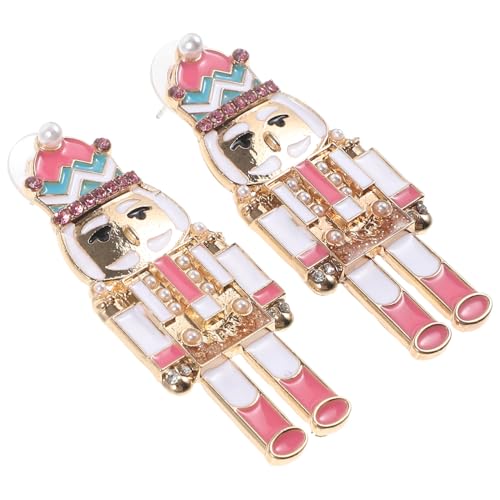 Hemobllo Nutcracker Soldier Ohrringe Damen Tropfen Ohrschmuck Kreativ Weihnachts Statement Schmuck Rosa von Hemobllo