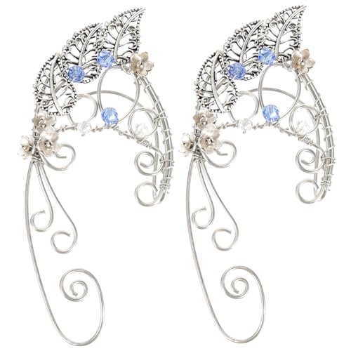 Hemobllo Ohrringe Damen Ohrmanschetten Non Piercing Elfenschmuck Handgefertigte Elfenohren Ohrclips Blattohrringe für Frauen und Mädchen für Cosplay Party Hochzeit von Hemobllo