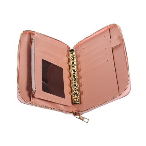 Hemobllo PU Zipper Geldbörse Großes Fassungsvermögen Budget Organizer mit Praktischem Tragegriff aus Robustem PU Material für Bargeld Karten Budgetplanung Büro Zuhause Schule Rosa von Hemobllo