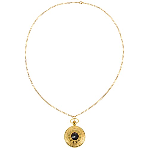 Hemobllo Taschenuhr Vintage Römische Taschenuhr mit Kette Goldene Retro Hängeuhr Filigranes Ornament Legierung Tragbare Herrenuhr Anhänger für Männer Partygeschenk Klassisches Accessoire von Hemobllo
