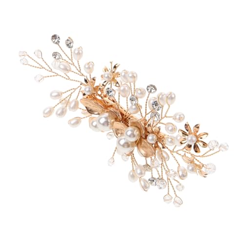 Hemobllo Perlen Haarklammer für Bräute Goldfarbener Hochzeit Haarschmuck Handgefertigte Künstliche Perlen Langlebiger Damen Haarclip für Brautjungfern und Festliche Frisuren von Hemobllo
