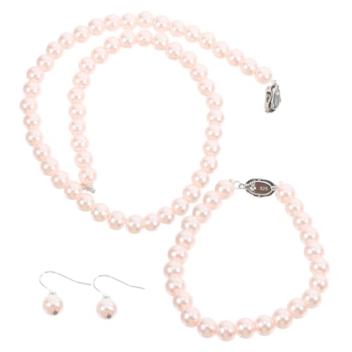 Hemobllo Perlen Schmuckset Teilig Damen Armband Ohrringe Halskette Muschelperlen Schmuckset für Frauen Alltag Party Stilvoll Langlebig von Hemobllo