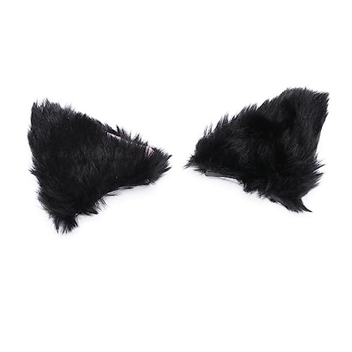 Hemobllo Plüsch Katzenohren Haarklammern Schwarz Süße Clip Tierohren Haarschmuck für Mädchen Einfach zu Befestigen für Cosplay Partys und Familienfeiern von Hemobllo