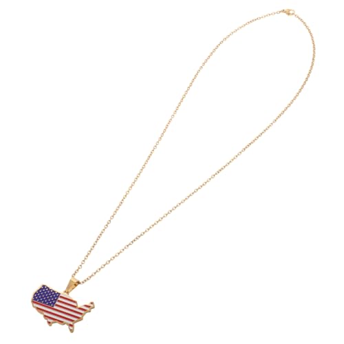 Hemobllo Polierte Halskette mit Goldenem US Karten Anhänger Moderner Patriotischer Schmuck für Frauen Vielseitig Tragbar bei Alltag Party zu Abschluss und Feiertagen von Hemobllo