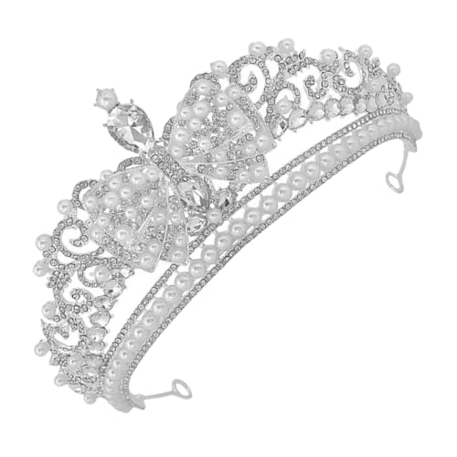 Hemobllo Prinzessin Haarschmuck Silberweiß mit Strass Tiara für Frauen Hochzeit Braut Haarschmuck Festliche Kopfbedeckung für Party Abschlussball und Fotoshooting von Hemobllo