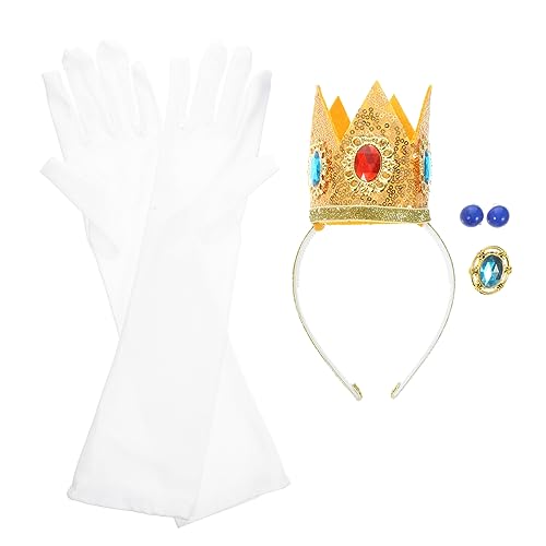 Hemobllo Prinzessin Kostümset Mit Krone Haarreif Ohrringen Und Handschuhen Elegantes Zubehör Für Karneval Cosplay Partys Und Fotoshootings Als Requisiten Für Auftritte Und Thematische Feier von Hemobllo