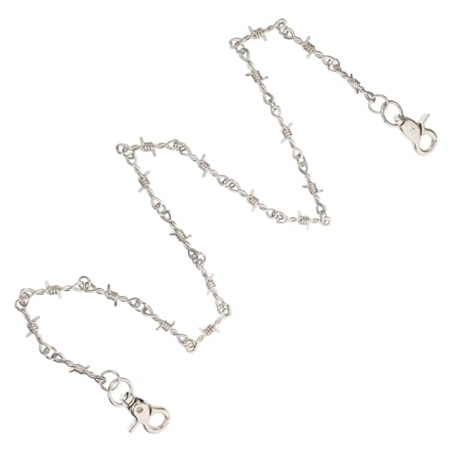 Hemobllo Punk Hip Hop Hosenkette aus Metall mit Schnalle Robuste Panzerkette Stylisches Accessoire für Jeans und Hosen Silberfarbene Waist Chain für Damen und Herren von Hemobllo