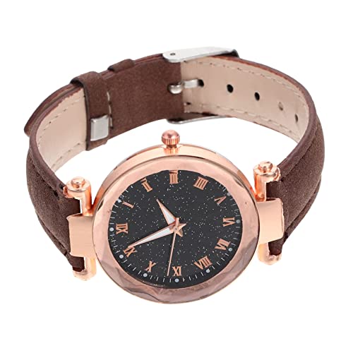 Hemobllo Damenuhr Mit Römischem Ziffernblatt Braunem Lederarmband Eleganter Quarz Uhr Für Frauen Modische Freizeit Uhr Verstellbar Für Mädchen von Hemobllo