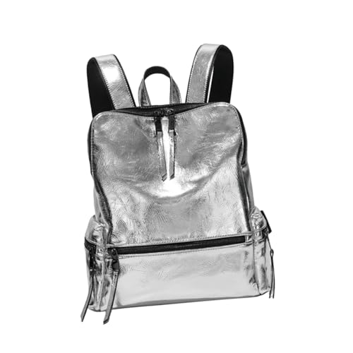 Hemobllo Reflektierender Rucksack PU Eleganter Rucksack mit Diebstahlschutz und Großem Stauraum für Schule und Silberfarben Hemobllo Reflektierender Rucksack PU Eleganter Rucksack mit Diebstahlschutz und Großem Stauraum für Schule und Silberfarben von Hemobllo