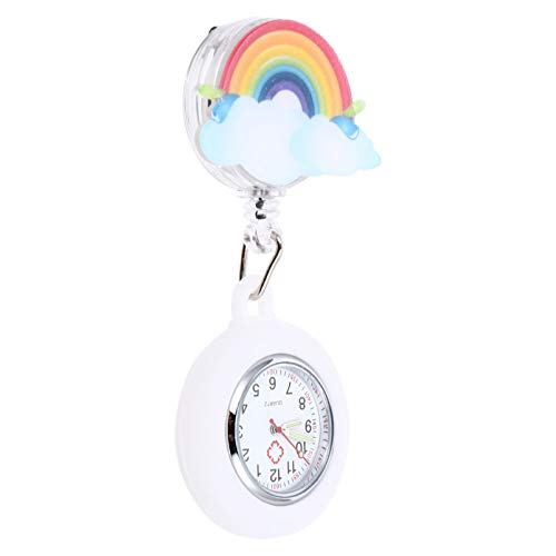 Hemobllo Regenbogen Uhr- Fob Uhr Abzeichen Uhr Versenkbare Clip Auf Uhr Medizinische Taschenuhr Hängenden Uhr für Frauen Arzt von Hemobllo