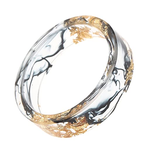 Hemobllo Resin Ring mit Goldfolie Trendiger Transparenter Chunky Ring Handgefertigter Aesthetic Schmuck Verstellbar für Damen und Herren Vielseitig Tragbar von Hemobllo