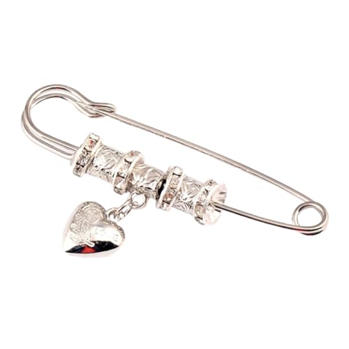 Hemobllo Retro Brosche für Strickjacke mit Dekorativer Herz Spange Silberfarbener Cape Buckle Vintage Anstecknadel für Pullover Schal Mantel Modisches Accessoire für Damen und Mädchen von Hemobllo