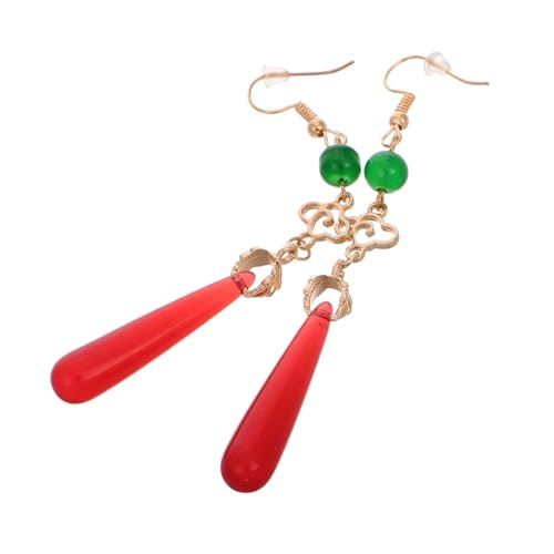 Hemobllo Retro Chinesische Ohrringe mit Roten Tropfen und Wolkenanhängern Vintage Ethno Schmuck für Frauen Langlebige Handgefertigte Dangle Ohrringe Traditionell für Festtage und Cosplay von Hemobllo