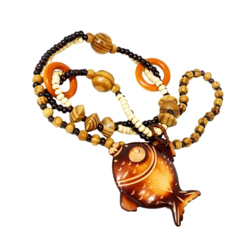 Hemobllo Retro Holzperlen Halskette mit Fischanhänger Glatte Premium Holzkette für Damen Boho Stil Vielseitiger Schmuck für Alltag Party und Natürliche Ethno Mode Hemobllo Retro Holzperlen Halskette mit Fischanhänger Glatte Premium Holzkette für Damen Boho Stil Vielseitiger Schmuck für Alltag Party und Natürliche Ethno Mode von Hemobllo
