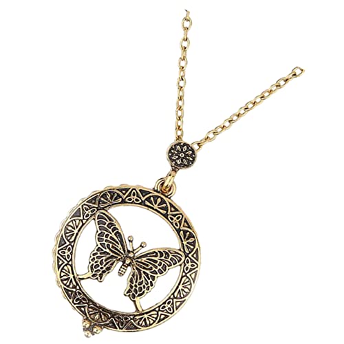 Hemobllo Retro Schmetterling Halskette mit Hohlmuster Vergrößerndes Anhänger Langlebige Legierung Modischer Schmuck für Damen Vielseitig für Lesen und DIY Schmuckgestaltung von Hemobllo