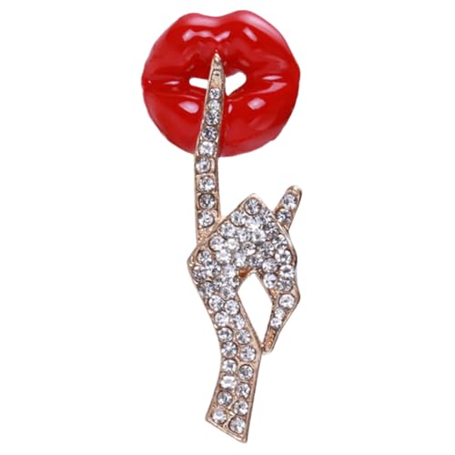 Hemobllo Rhinestone Lippen Brosche Pin Damen Anstecknadel Kleidung Reversnadeln Dekoration für Mantel Pullover Rucksack Modisches Accessoire mit Strassstein von Hemobllo