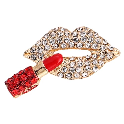 Hemobllo Rhinestone Lippen Brosche Pin Rot Lipstick Design Anstecknadel für Damen Kleidung Rucksack Schal Dekoration Vintage Stil von Hemobllo