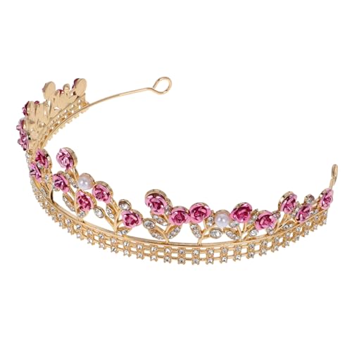 Hemobllo Rhinestone Metall Braut Stirnband Krone Handmade Tiara Hochzeitskopfschmuck Damen Hochzeit Party Eleganter Haarschmuck Rosa von Hemobllo