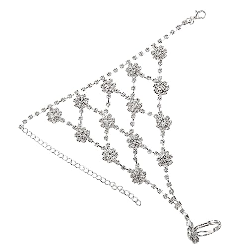 Hemobllo Rhinestone Ring mit Ketten Armband Handkette Eleganter Damen Schmuck Verstellbar Leicht Modisch für Hochzeit Party Alltag von Hemobllo