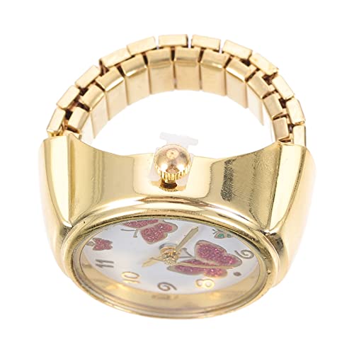 Hemobllo Ringfinger Uhr Modeuhren Für Damen Uhr Ring Ringuhr Gold Goldene Mädchengeschenke Fingeruhr. Fingeruhrringe Für Damen Schmetterlinge Klingeln Kristall Mann Persönlichkeit Metall von Hemobllo