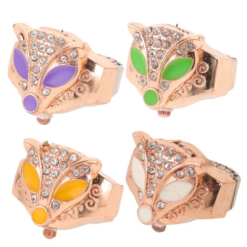 Hemobllo Ringuhr Golddekor Herrenuhren Roségoldener Golduhren Für Herren Fingeruhr Fingerringe Für Uhr Für Ringe Ansehen Ringfinger Fräulein Fuchskopf Mode Zinklegierung von Hemobllo