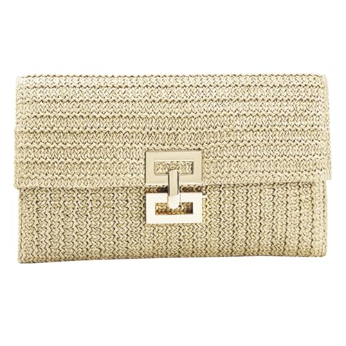 Hemobllo Rustikale Damen Clutch Tasche aus Geflochtenem Material Große Kapazität Strapazierfähige Handtasche für Alltag Party Hochzeit Geeignet als Geldbörse und von Hemobllo