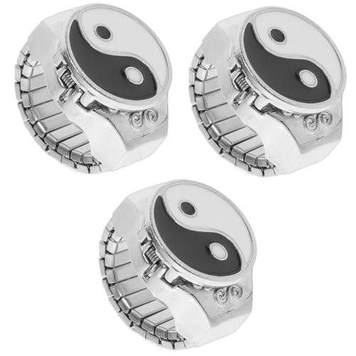 Hemobllo Schmuckuhr 3 Stück Scheiben-Ringuhr Modische Uhren Für Herren Herren-Armbanduhren Herren-Digitaluhr Fingerring-Uhr Kleine Ringuhr Ringuhren Für Damen Dekorative Kleine Uhr von Hemobllo