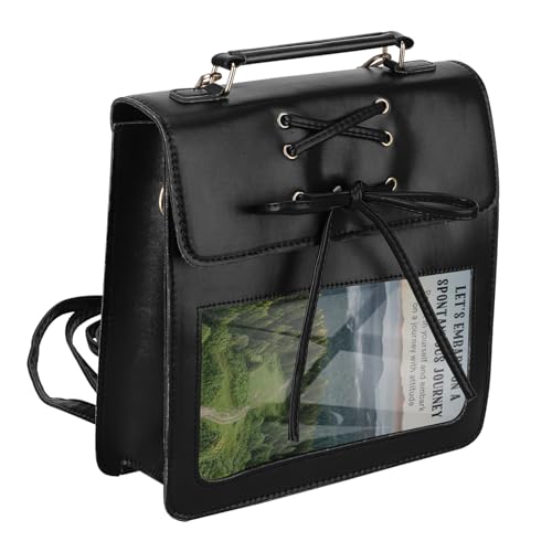 Hemobllo Schwarze Crossbody Umhängetasche Damen PU Polyester Leicht Mit Pin Displayfenster Für Alltag Reise Multifunktionale Schultertasche Mit Großem Fassungsvermögen von Hemobllo