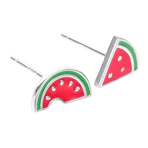 Hemobllo Silber Wassermelonen Ohrstecker Damen Süße Leichte Frucht Ohrringe Sommerliche Studs Hypoallergen Modisch für Party Alltag Geschenkidee von Hemobllo