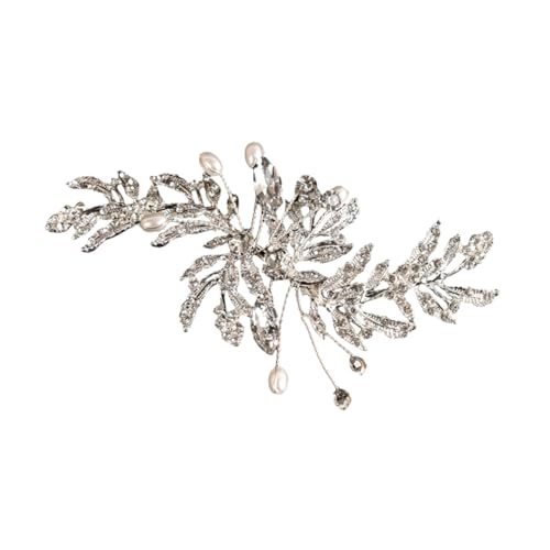 Hemobllo Silberfarbene Brautbrosche Blattform mit Funkelnden Strasssteinen Anstecknadel für Damen Hochzeitsschmuck Zarte Lapel Pin Festliche Kleidung Accessoire von Hemobllo