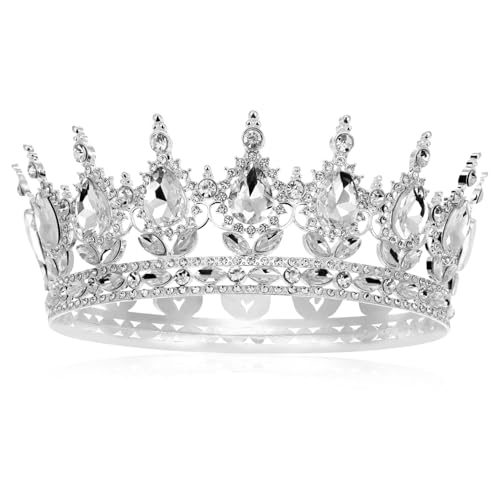 Hemobllo Silberfarbene Legierungs Krone mit Strahlenden Strasssteinen Dekoratives Diadem für Damen als Brautkopfschmuck für Hochzeit Party und Junggesellenabschied Langlebiges Accessoire von Hemobllo