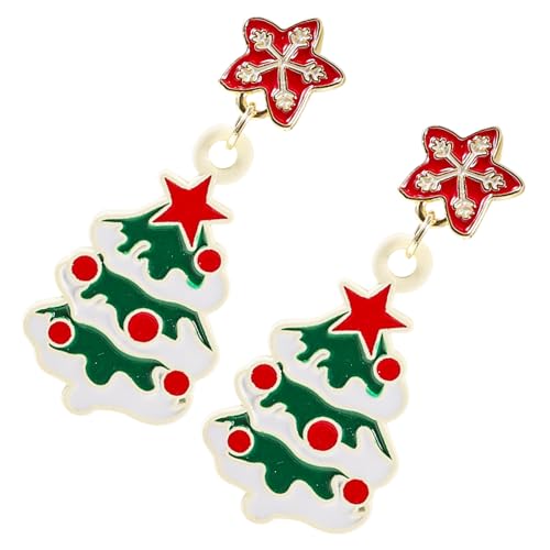 Hemobllo Silberne Weihnachtsbaum Ohrhänger Damen Weihnachts Ohrringe für Frauen Festliche Schmuck Schmuck von Hemobllo