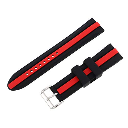 Hemobllo Uhrenzubehör Silikon Uhrenarmband Uhrenarmband Soft Quick Release Uhrenarmb?nder Edelstahl Schnalle für Uhr Sportuhr 22Mm Rot Armband von Hemobllo