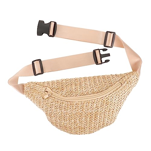 Hemobllo Sommerliche Mini Gürteltasche aus Hochwertigem Imitationsstroh Leichte Gewebte Crossbody Brusttasche für Damen Vielseitig Einsetzbar als Hüft und Aufbewahrungsbeutel für Outdoor von Hemobllo