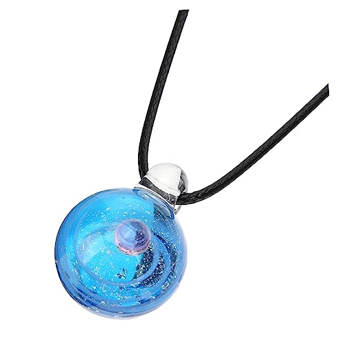 Hemobllo Space Halskette Damen mit Sternenhimmel Glasanhänger Hautfreundliche Harz Kette für Mädchen Leichtes Schmuckstück als zu Weihnachten Valentinstag und Muttertag von Hemobllo