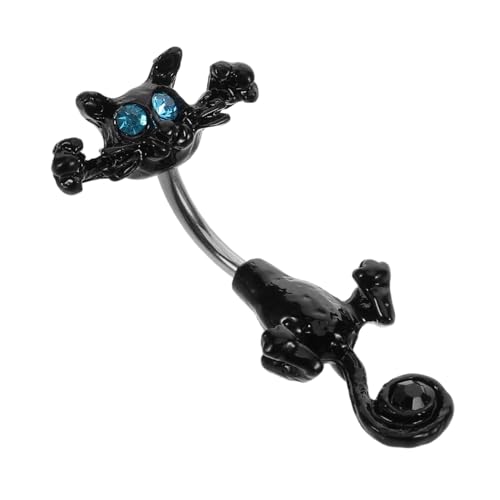 Hemobllo Stilvoller Bauchnabelring aus mit Funkelnden Katzen Rhinestones Kleiner Hängender Bauchnabelpiercing Schmuck Hautfreundlich und Langlebig Geeignet für Damen Alltags und von Hemobllo