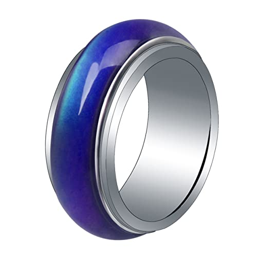 Hemobllo Stimmungsring Damen Herren Farbwechsel Temperatur Farbwechsel Ring Modischer Stimmungsring für Erwachsene Emotion Schmuck von Hemobllo