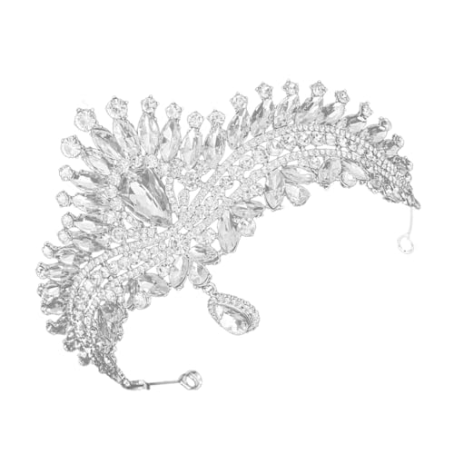 Hemobllo Strass Tiara Krone für Damen Hochzeitsaccessoire Silberfarbene Brautkrone Strass Leichtes und Komfortables Diadem für Hochzeit Party Fotoshooting und Festliche Anlässe von Hemobllo