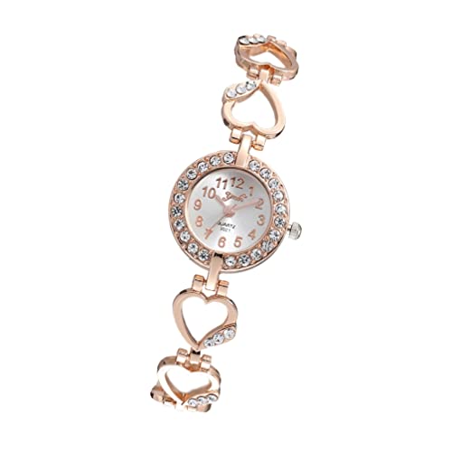 Hemobllo Damen Armbanduhr Mit Rhinestones Elegante Quarz-Uhr Gold Für Frauen Modisches Handgelenk Schmuckstück Für Jeden Anlass Und Outfit von Hemobllo