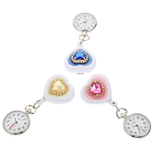 Hemobllo 3stücke Herzförmige Rhinestone Uhr Für Krankenschwestern Einziehbare Und Praktische Pflegeuhr Zufälligen Farben Für Ärzte Und Pflegepersonal von Hemobllo