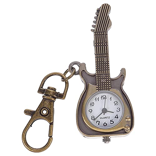 Hemobllo Vintage Schlüsselanhänger Taschenuhr Im Gitarren-Design Unisex Quartz-Uhr Für Männer Und Frauen Klassische Retro Uhr Mit Hochwertigem Gehäuse Und Großem Ziffernblatt Als Für von Hemobllo